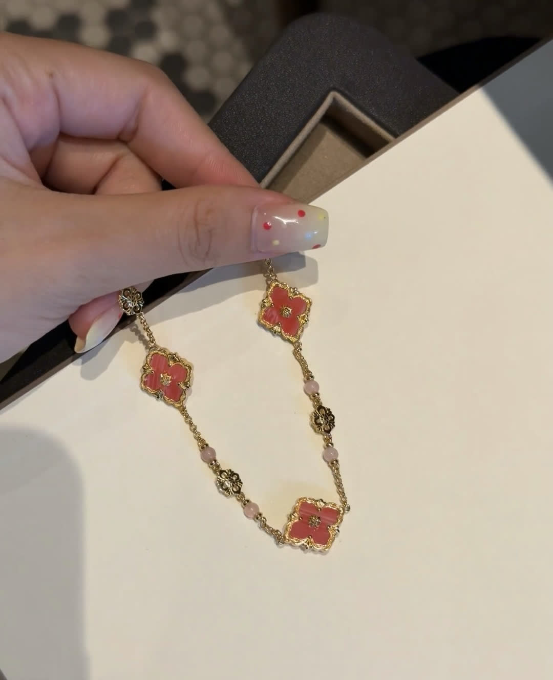 Buccellati Van Cleef & Arpels Alhambra Pink Enamel Bracelet